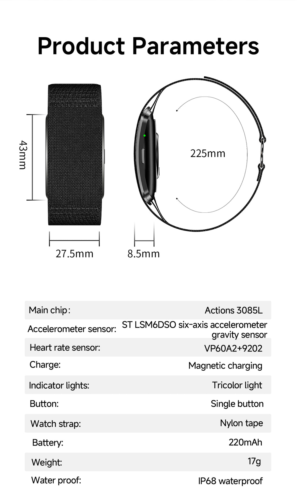 Soul Vibe Band G71 — Screenless Sensor Band