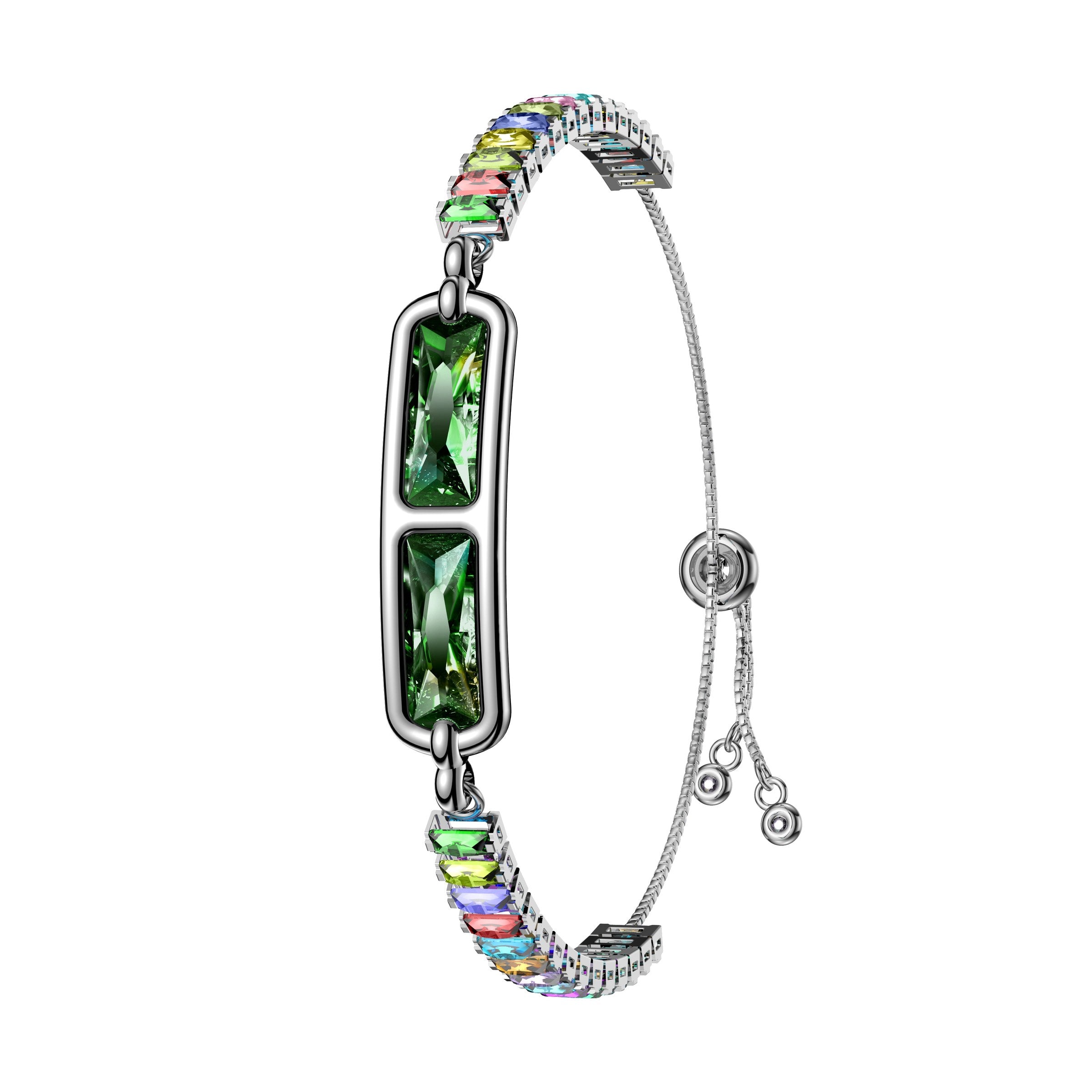 Soul Vibe BH3 smart gemstone bracelet in green with colorful gemstone chain